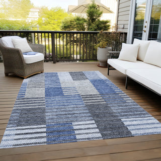 Piper Looms Chantille Striped ACN687 Blue Area Rug