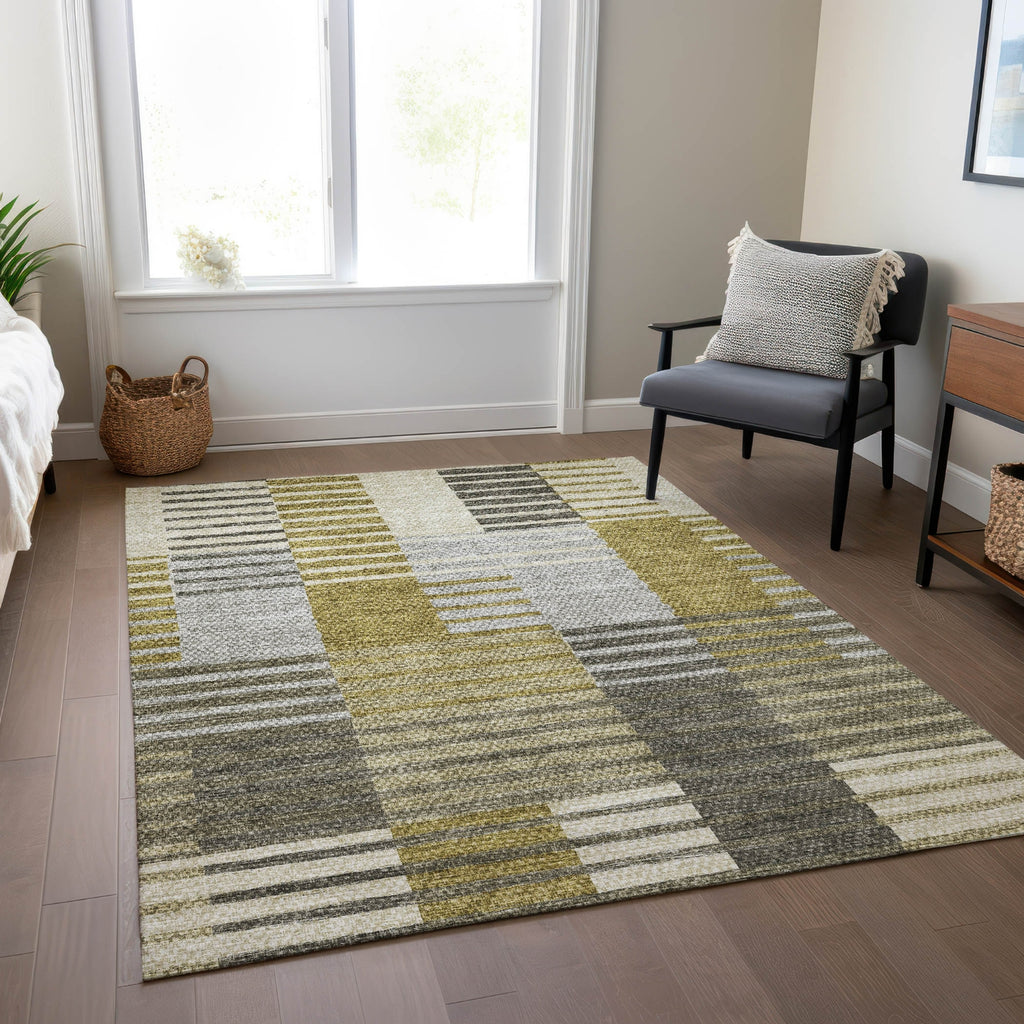 Piper Looms Chantille Striped ACN687 Brown Area Rug Lifestyle Image Feature