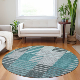 Piper Looms Chantille Striped ACN687 Teal Area Rug