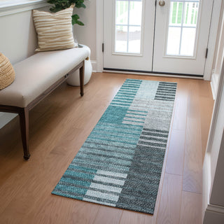 Piper Looms Chantille Striped ACN687 Teal Area Rug