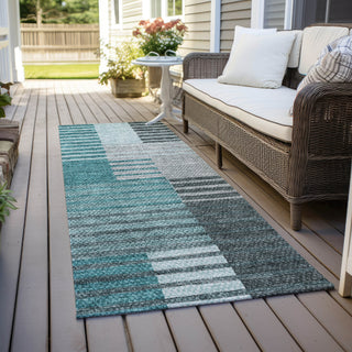 Piper Looms Chantille Striped ACN687 Teal Area Rug