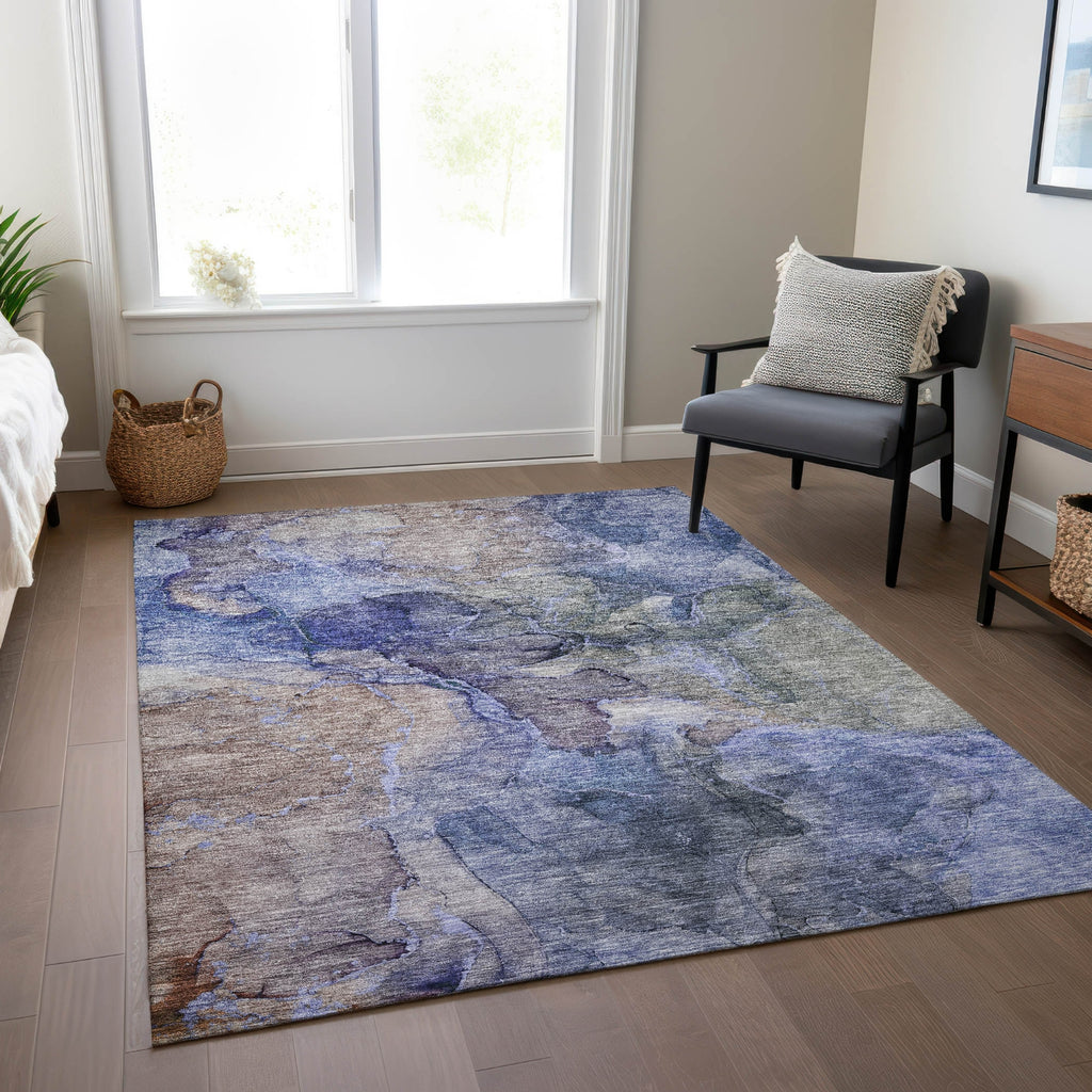 Piper Looms Chantille Modern ACN689 Blue Area Rug Lifestyle Image Feature