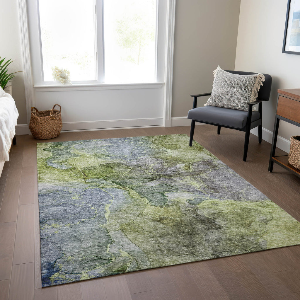 Piper Looms Chantille Modern ACN689 Olive Area Rug Lifestyle Image Feature