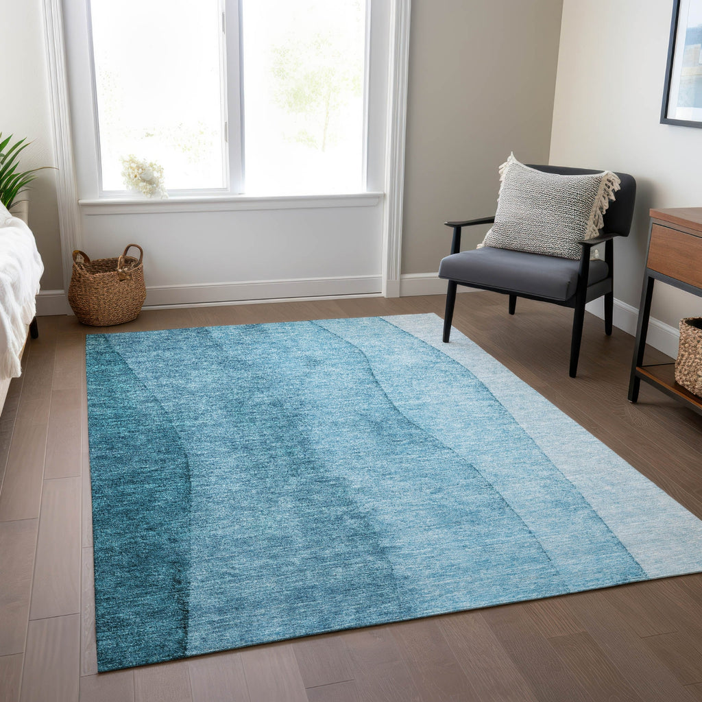 Piper Looms Chantille Ombre ACN690 Teal Area Rug Lifestyle Image Feature
