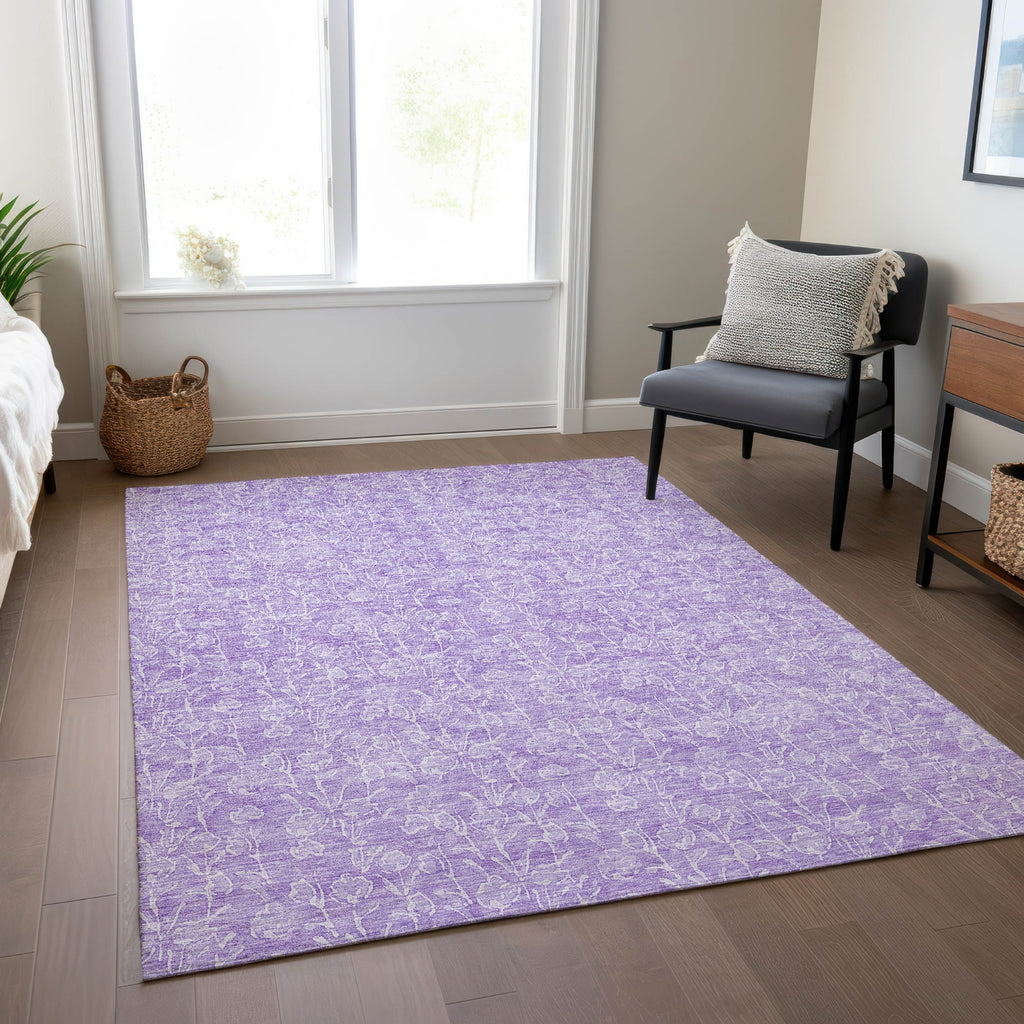 Piper Looms Chantille Floral ACN691 Lilac Area Rug Lifestyle Image Feature