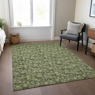 Piper Looms Chantille Floral ACN692 Olive Area Rug Lifestyle Image Feature