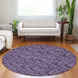 Piper Looms Chantille Floral ACN692 Purple Area Rug