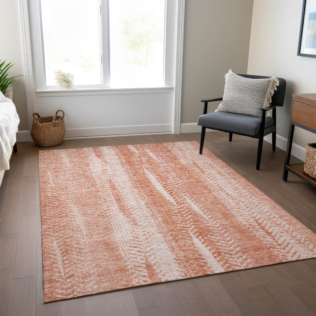 Piper Looms Chantille Organic ACN694 Coral Area Rug Lifestyle Image Feature