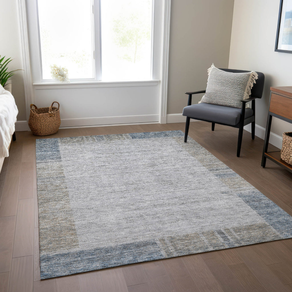 Piper Looms Chantille Border ACN695 Taupe Area Rug Lifestyle Image Feature
