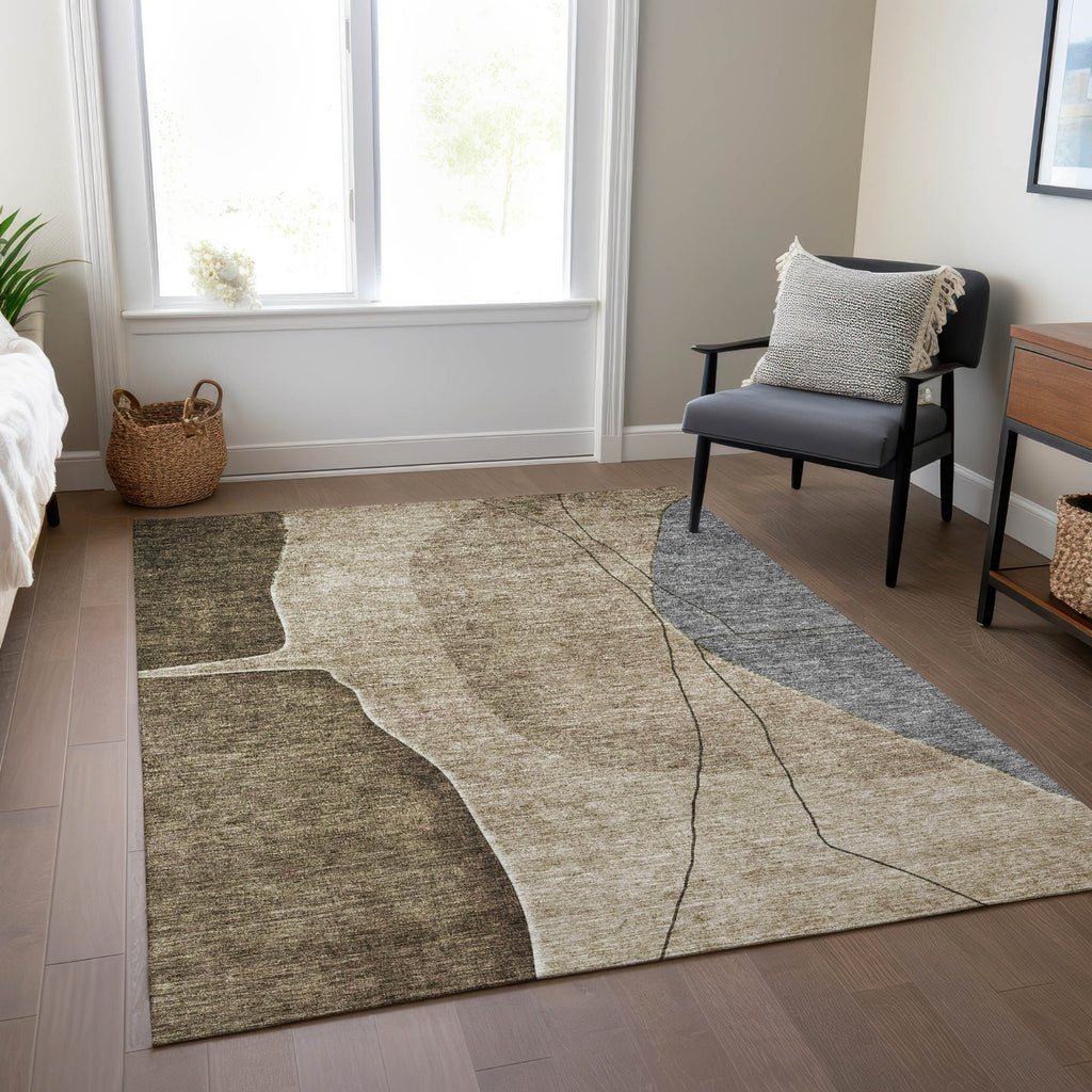 Piper Looms Chantille Modern ACN696 Brown Area Rug Lifestyle Image Feature