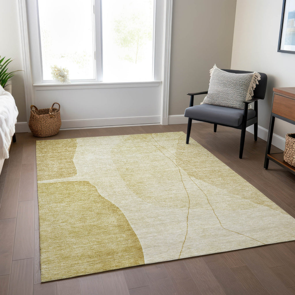 Piper Looms Chantille Modern ACN696 Gold Area Rug Lifestyle Image Feature