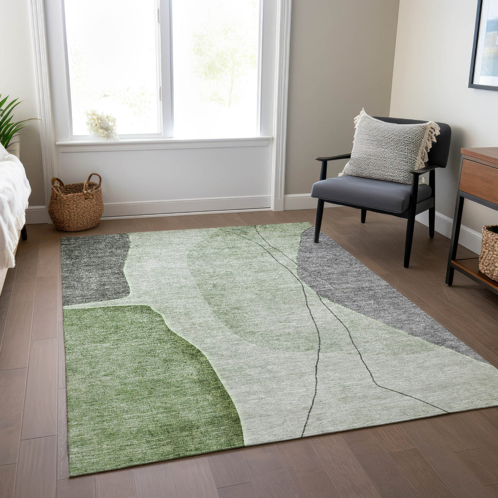 Piper Looms Chantille Modern ACN696 Green Area Rug Lifestyle Image Feature