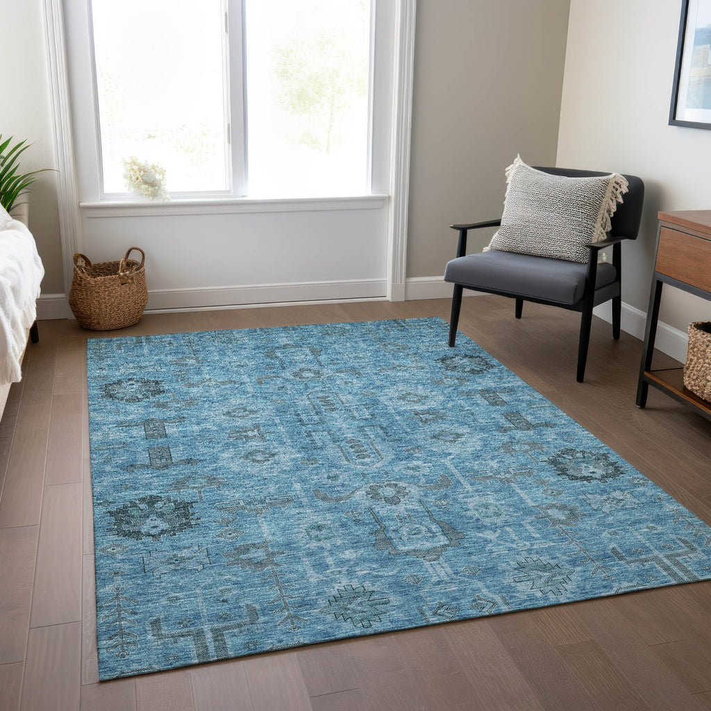 Piper Looms Chantille Oriental ACN697 Blue Area Rug Lifestyle Image Feature