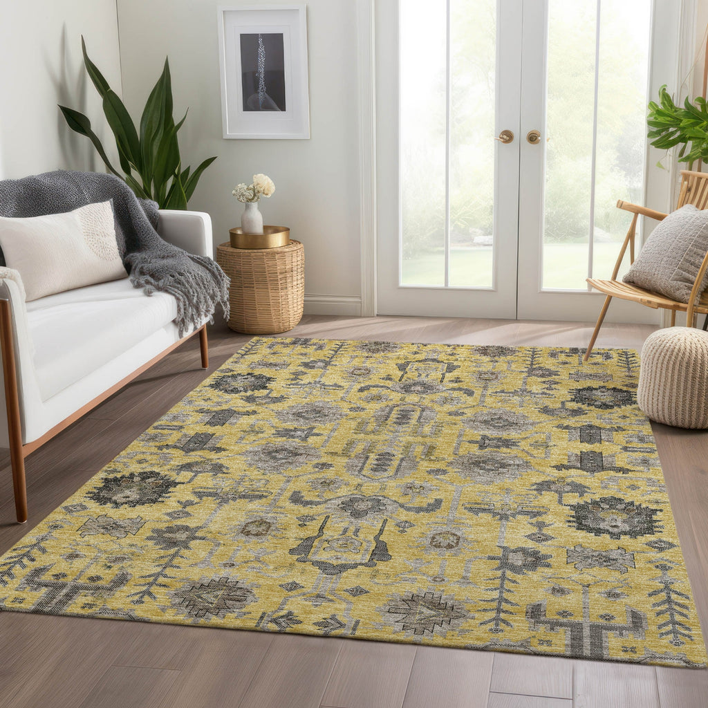 Piper Looms Chantille Oriental ACN697 Honey Area Rug Lifestyle Image Feature