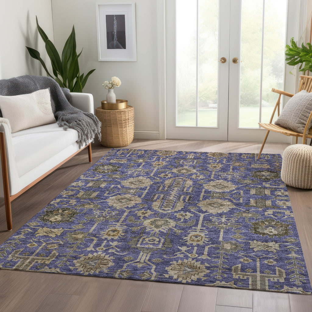 Piper Looms Chantille Oriental ACN697 Purple Area Rug Lifestyle Image Feature