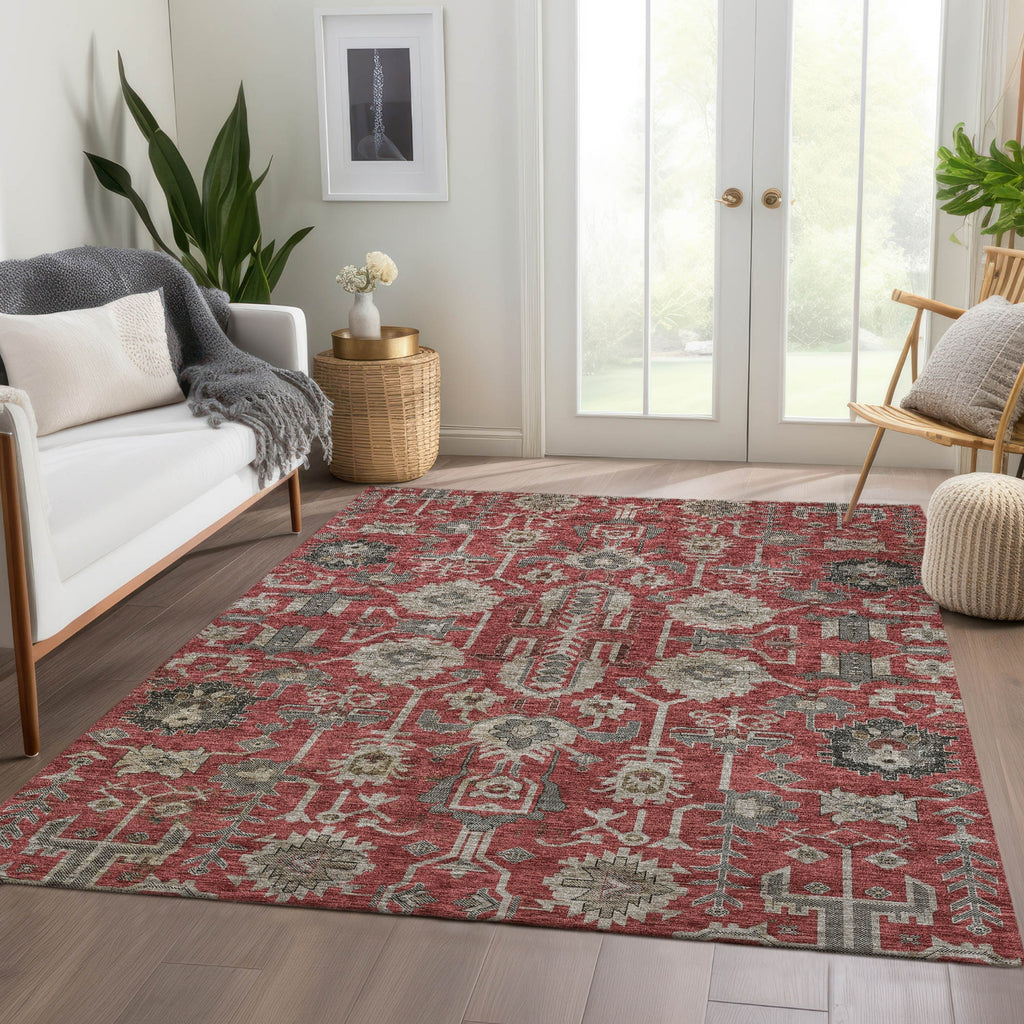 Piper Looms Chantille Oriental ACN697 Red Area Rug Lifestyle Image Feature