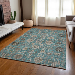 Piper Looms Chantille Oriental ACN697 Teal Area Rug