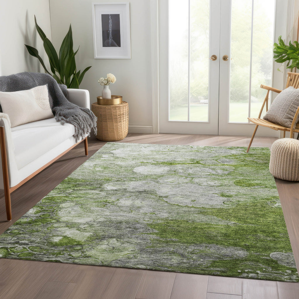 Piper Looms Chantille Abstract ACN698 Olive Area Rug Lifestyle Image Feature