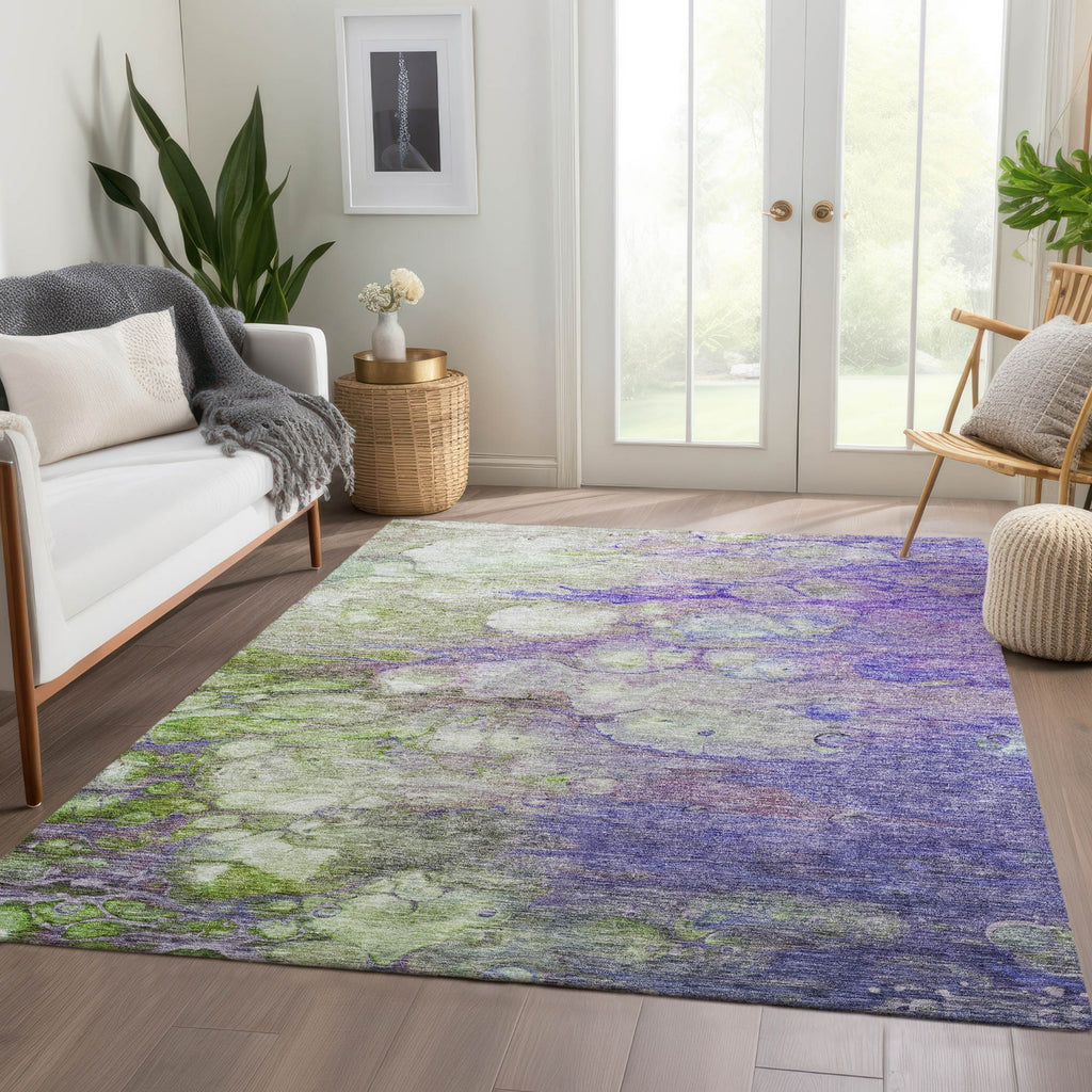 Piper Looms Chantille Abstract ACN698 Purple Area Rug Lifestyle Image Feature