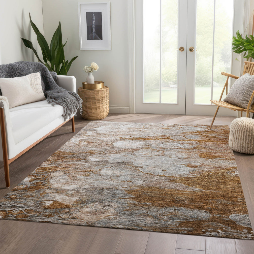 Piper Looms Chantille Abstract ACN698 Terracotta Area Rug Lifestyle Image Feature