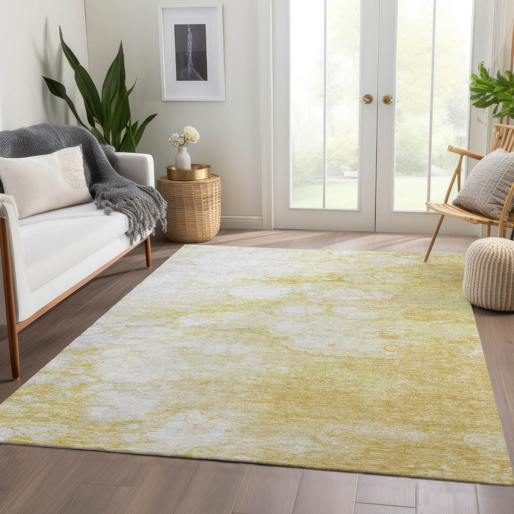 Piper Looms Chantille Abstract ACN699 Gold Area Rug Lifestyle Image Feature