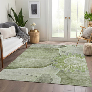 Piper Looms Chantille Floral ACN700 Aloe Area Rug Lifestyle Image Feature