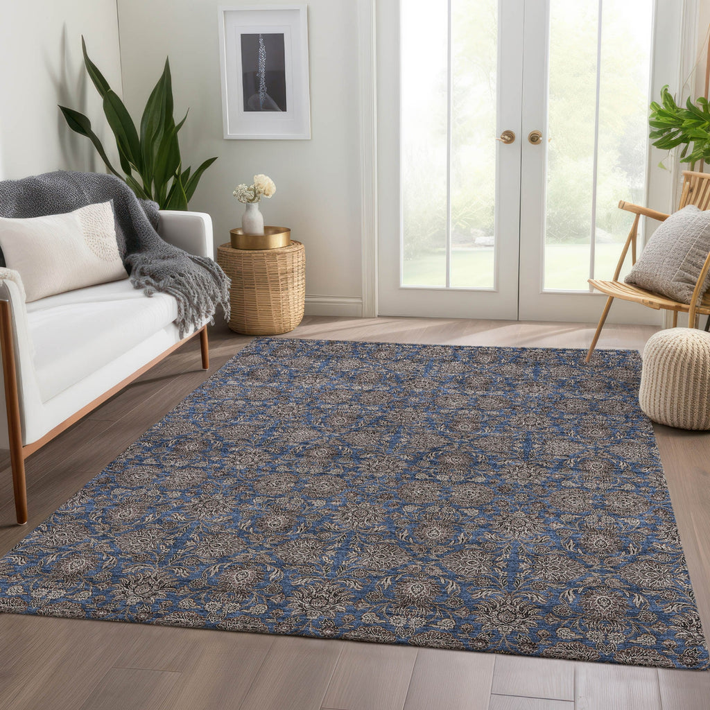 Piper Looms Chantille Floral ACN702 Navy Area Rug Lifestyle Image Feature