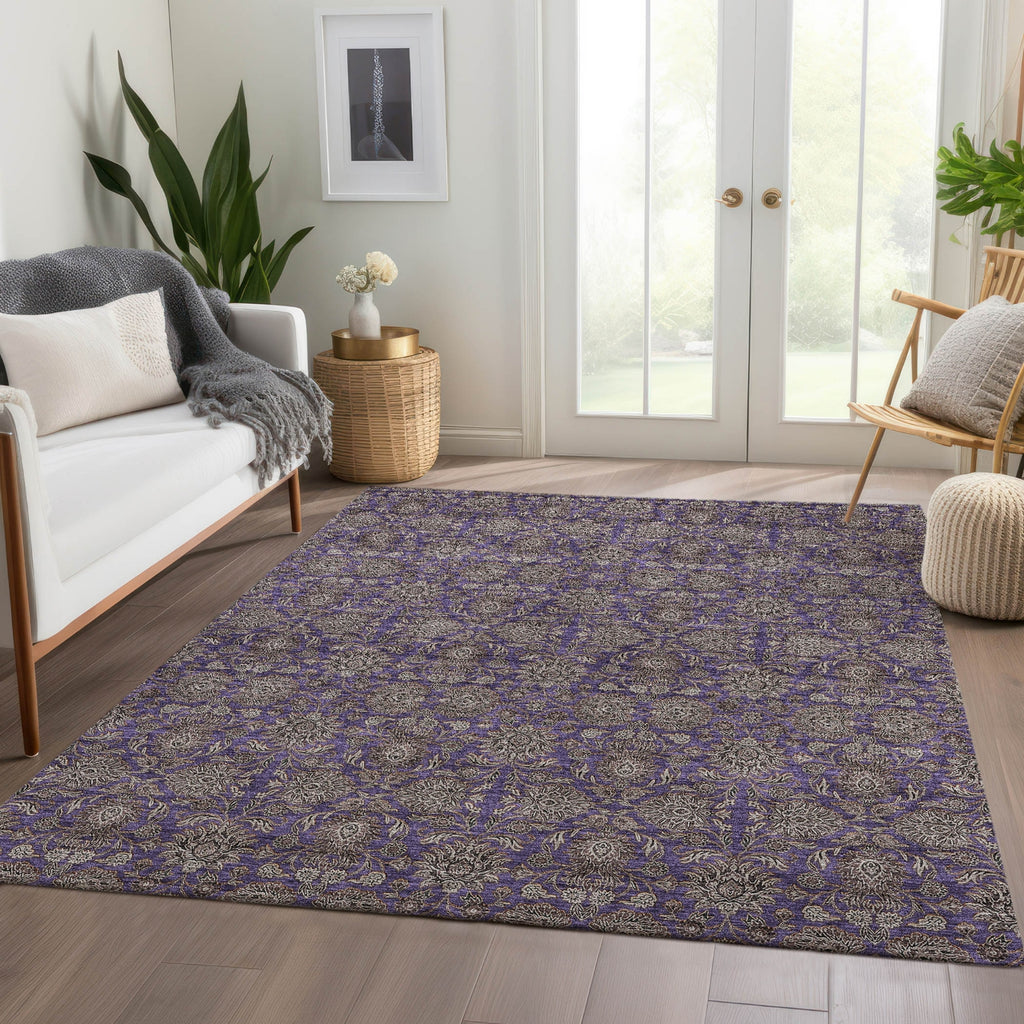 Piper Looms Chantille Floral ACN702 Purple Area Rug Lifestyle Image Feature