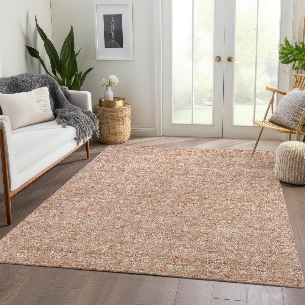 Piper Looms Chantille Floral ACN703 Coral Area Rug Lifestyle Image Feature
