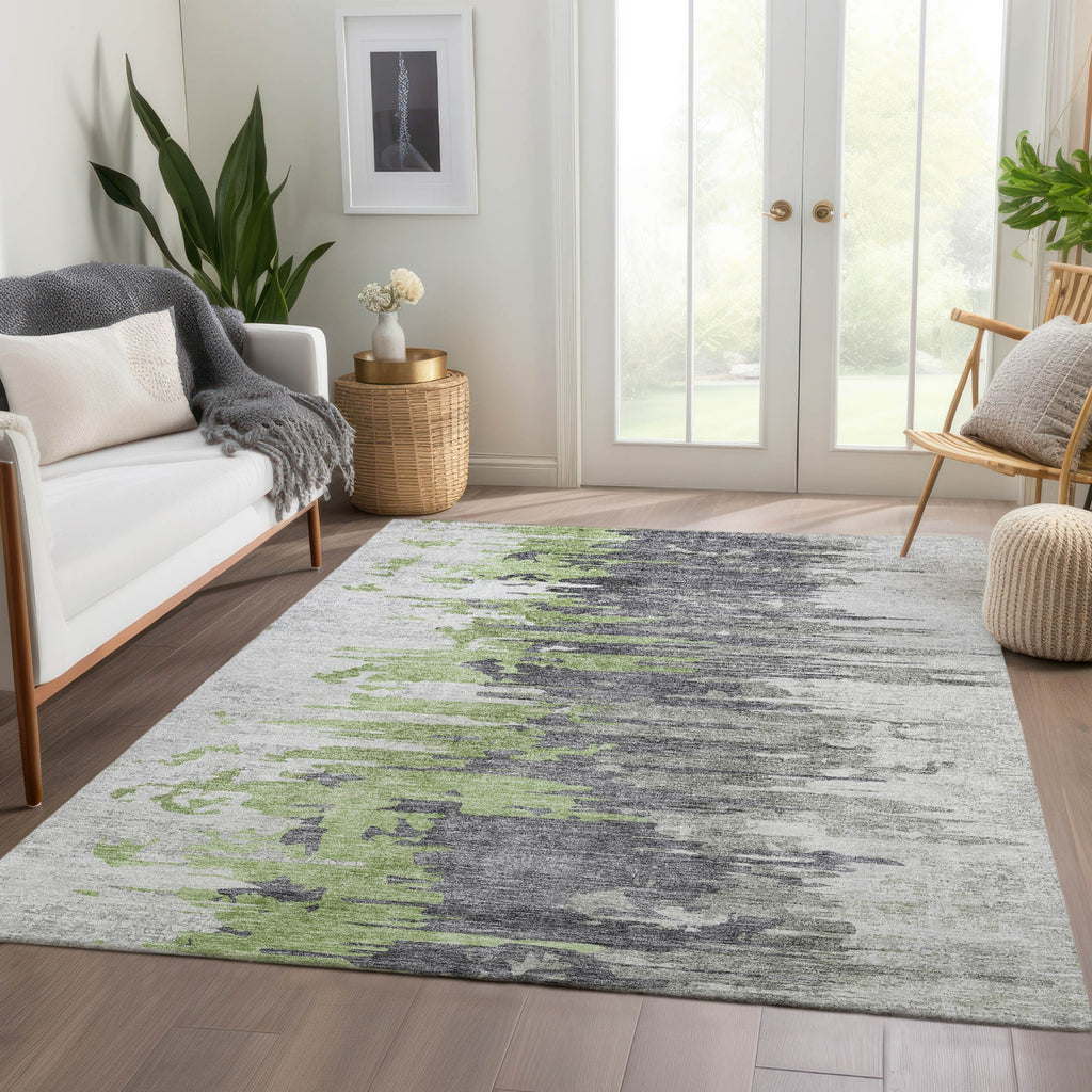 Piper Looms Chantille Modern ACN704 Green Area Rug Lifestyle Image Feature