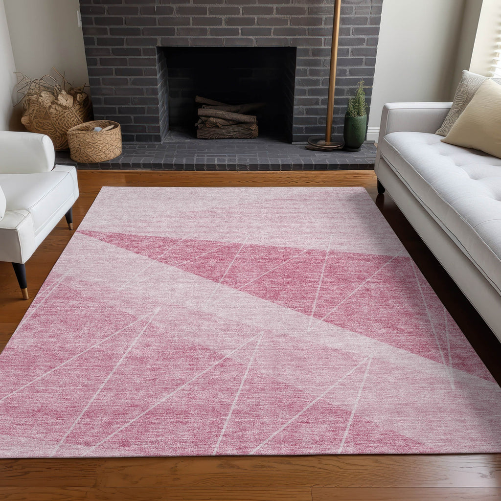 Piper Looms Chantille Modern ACN706 Pink Area Rug Lifestyle Image Feature