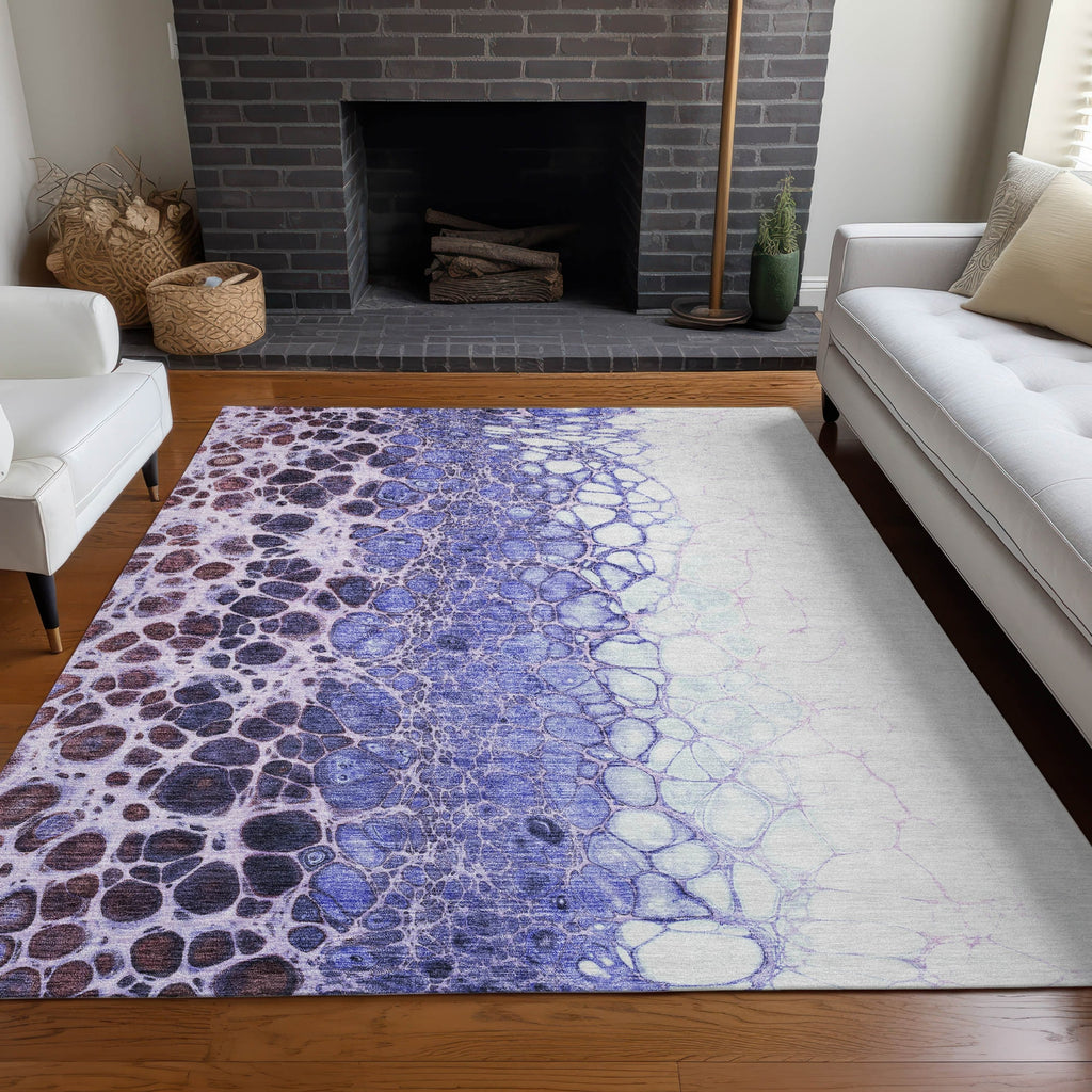 Piper Looms Chantille Abstract ACN707 Purple Area Rug Lifestyle Image Feature