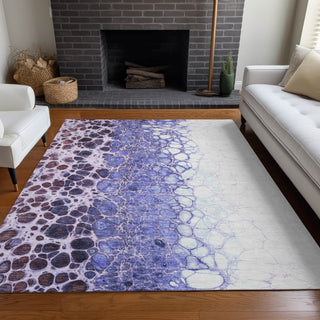 Piper Looms Chantille Abstract ACN707 Purple Area Rug Lifestyle Image Feature