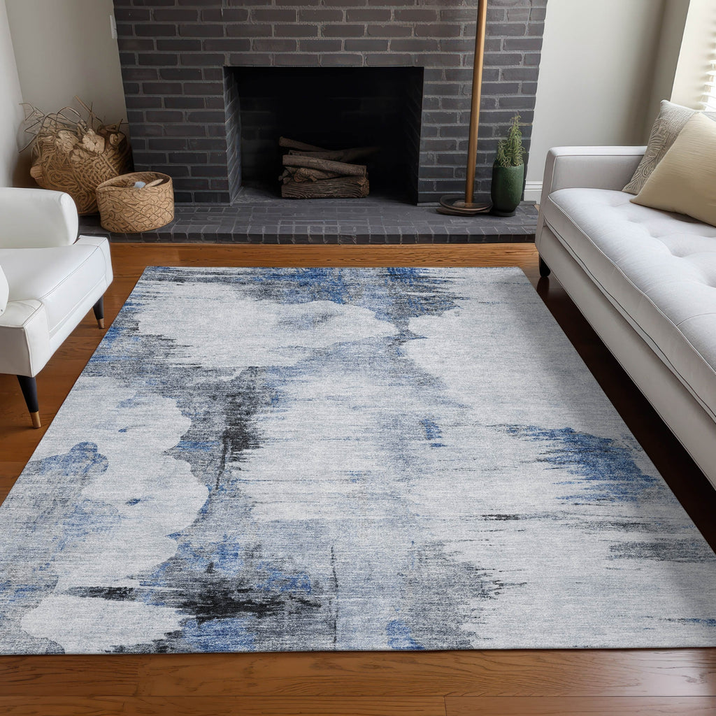 Piper Looms Chantille Modern ACN710 Blue Area Rug Lifestyle Image Feature