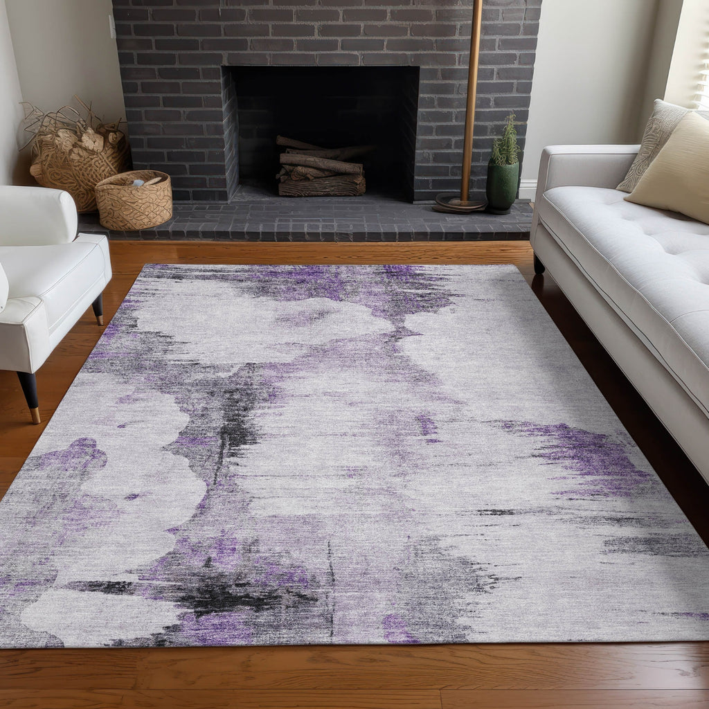 Piper Looms Chantille Modern ACN710 Purple Area Rug Lifestyle Image Feature