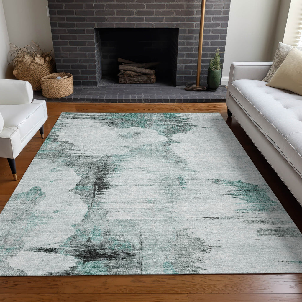 Piper Looms Chantille Modern ACN710 Teal Area Rug Lifestyle Image Feature