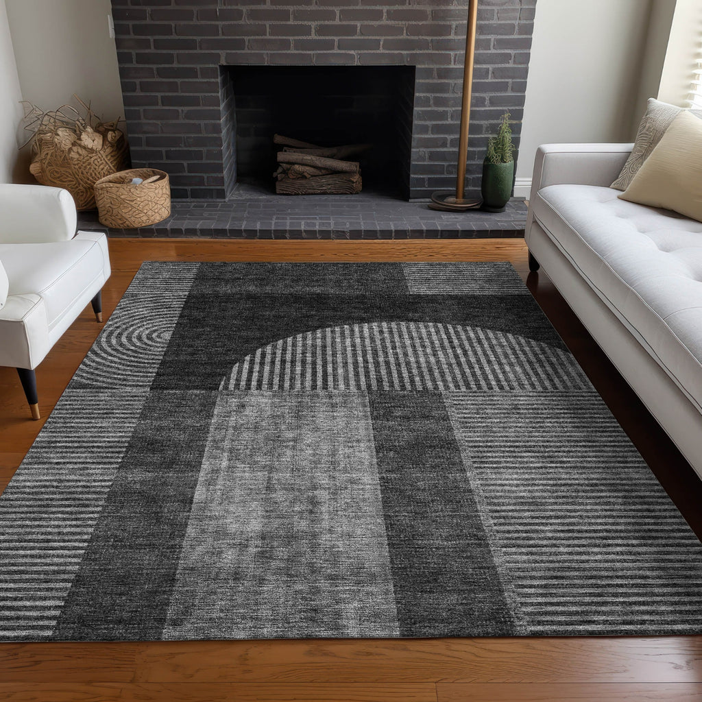 Piper Looms Chantille Art Deco ACN711 Charcoal Area Rug Lifestyle Image Feature
