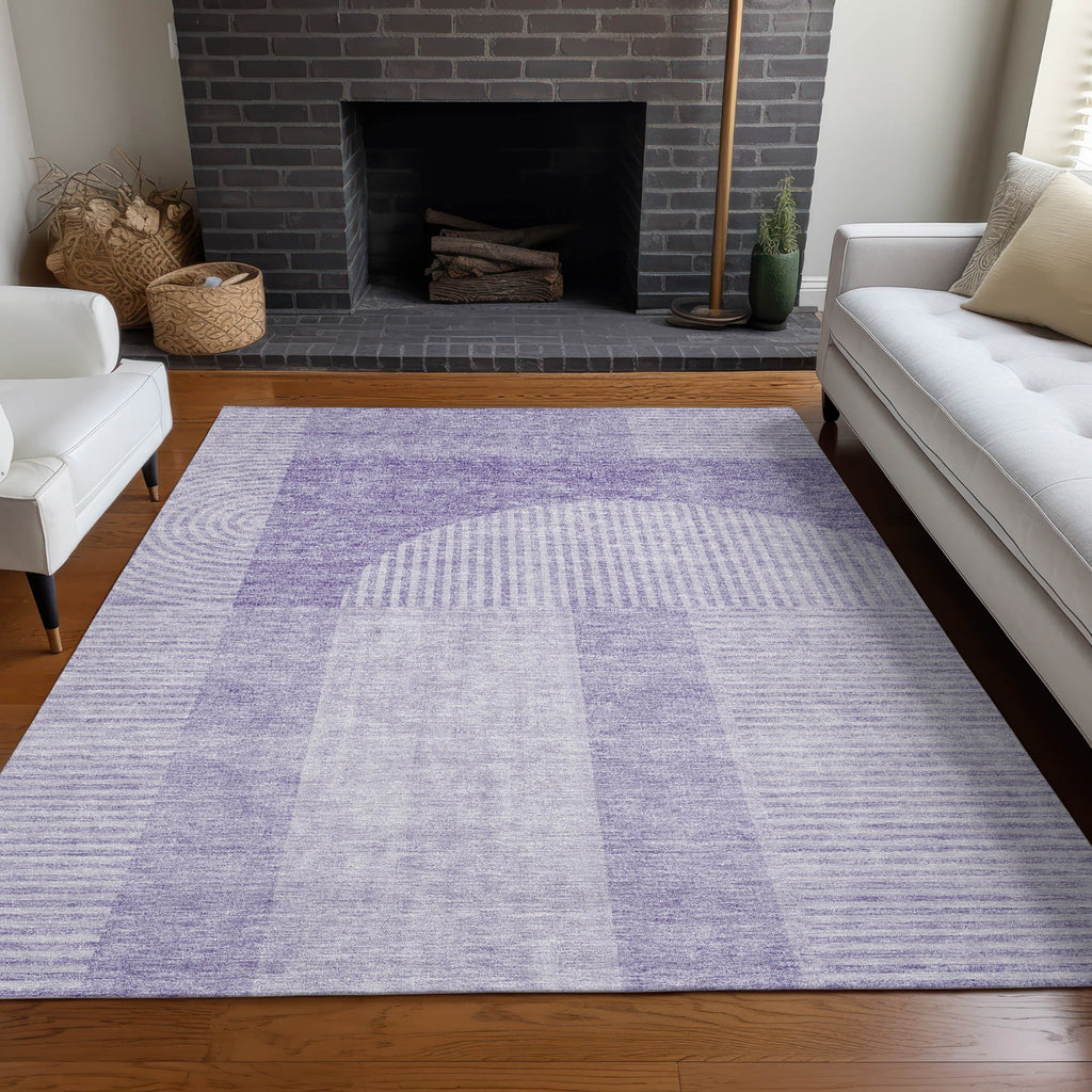Piper Looms Chantille Art Deco ACN711 Lavender Area Rug Lifestyle Image Feature