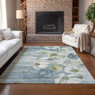 Piper Looms Chantille Floral ACN712 Blue Area Rug