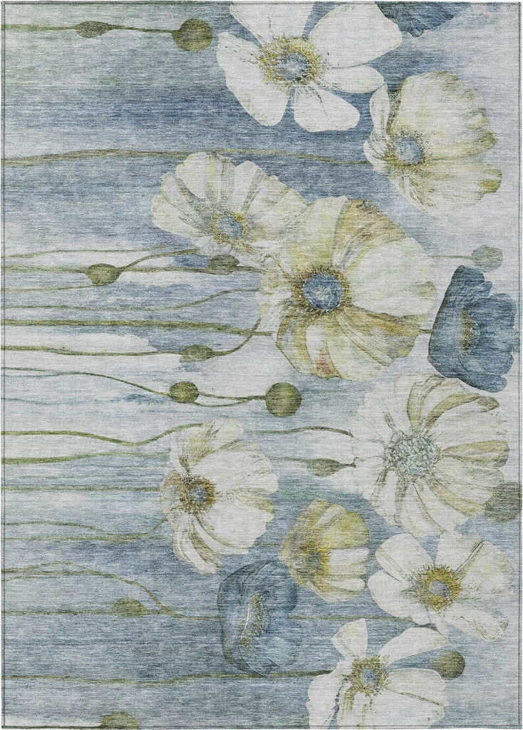 Piper Looms Chantille Floral ACN712 Blue Area Rug