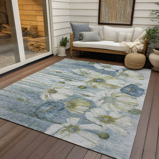 Piper Looms Chantille Floral ACN712 Blue Area Rug