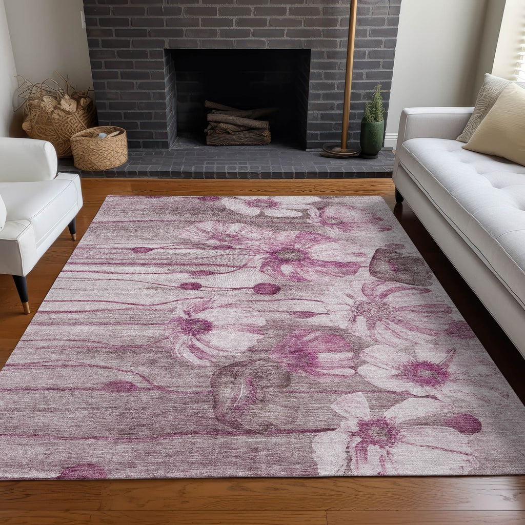 Piper Looms Chantille Floral ACN712 Plum Area Rug Lifestyle Image Feature