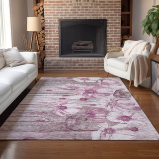 Piper Looms Chantille Floral ACN712 Plum Area Rug