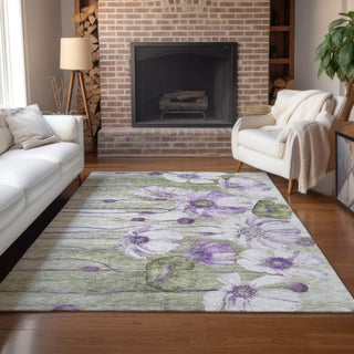 Piper Looms Chantille Floral ACN712 Purple Area Rug