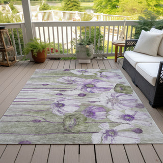 Piper Looms Chantille Floral ACN712 Purple Area Rug