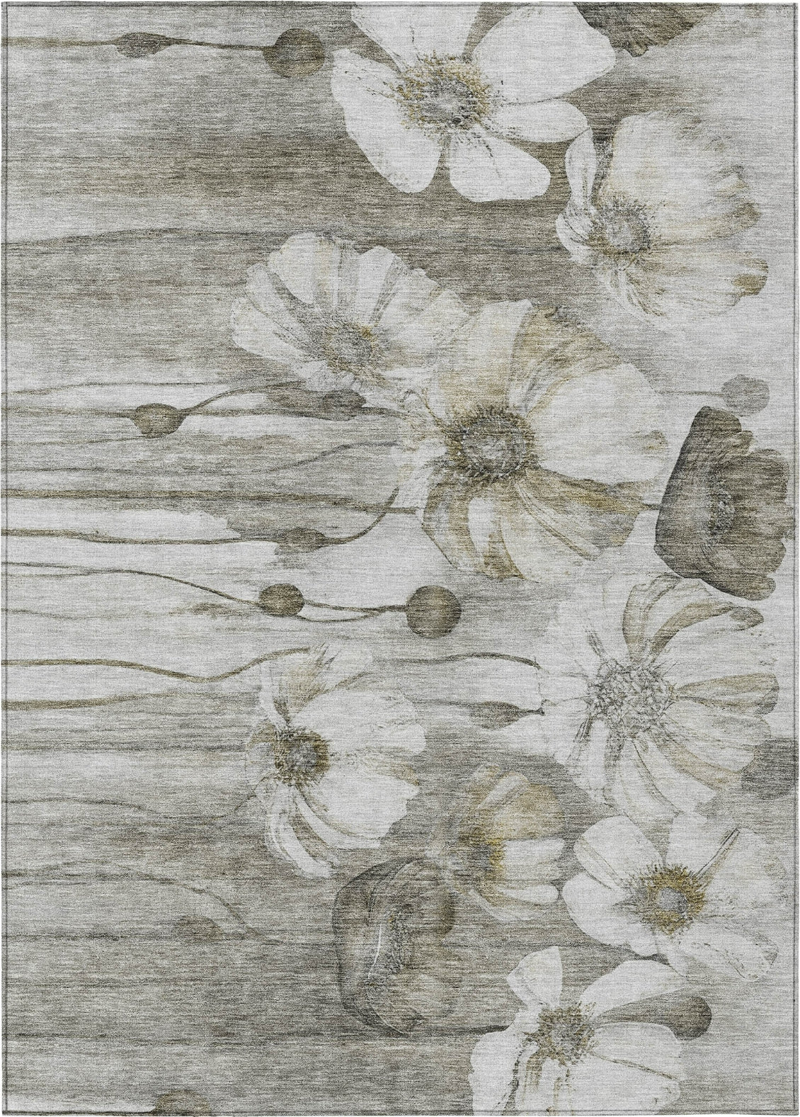 Piper Looms Chantille Floral ACN712 Taupe Area Rug