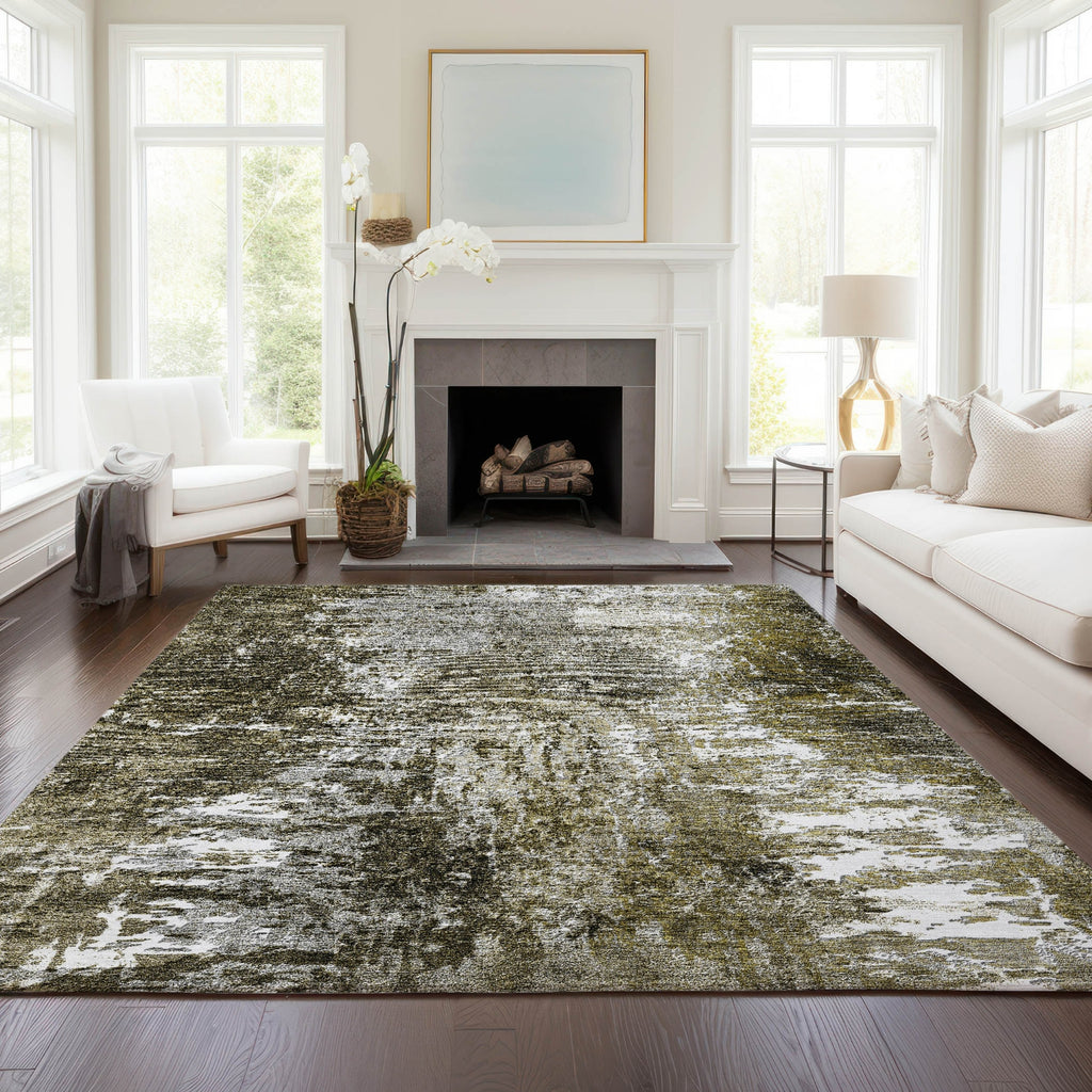 Piper Looms Chantille Modern ACN718 Taupe Area Rug Lifestyle Image Feature