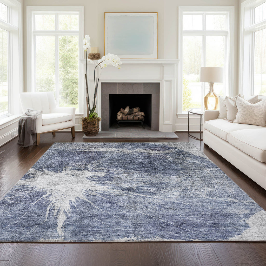 Piper Looms Chantille Organic ACN719 Navy Area Rug Lifestyle Image Feature