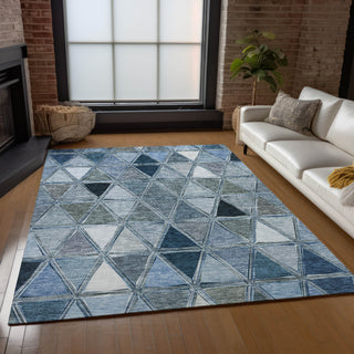 Piper Looms Chantille Geometric ACN722 Blue Area Rug