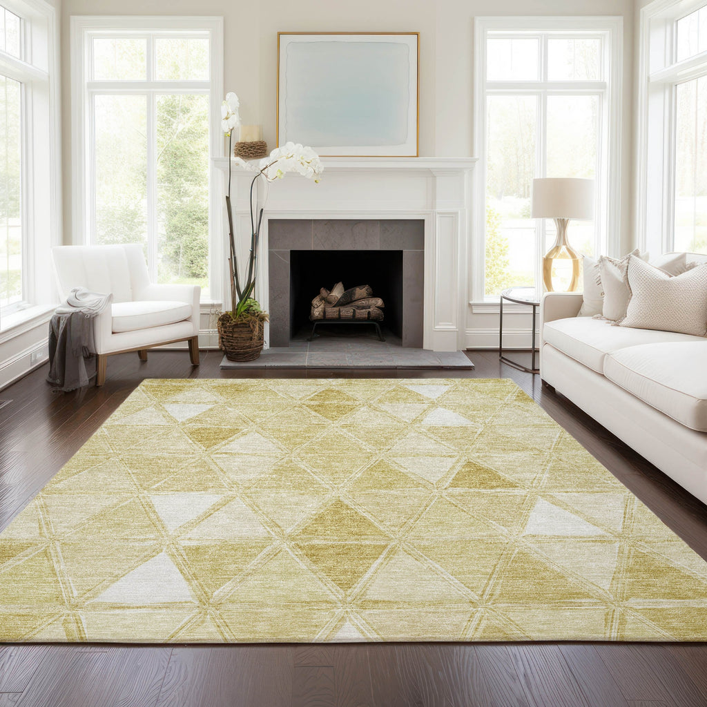 Piper Looms Chantille Geometric ACN722 Gold Area Rug Lifestyle Image Feature
